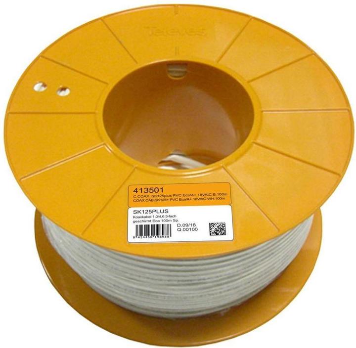 Actual product image Televes SK125plus-T coax cable A+3 way shielded 125dB 500m drum 413503 (125 dB, Antenna cable)