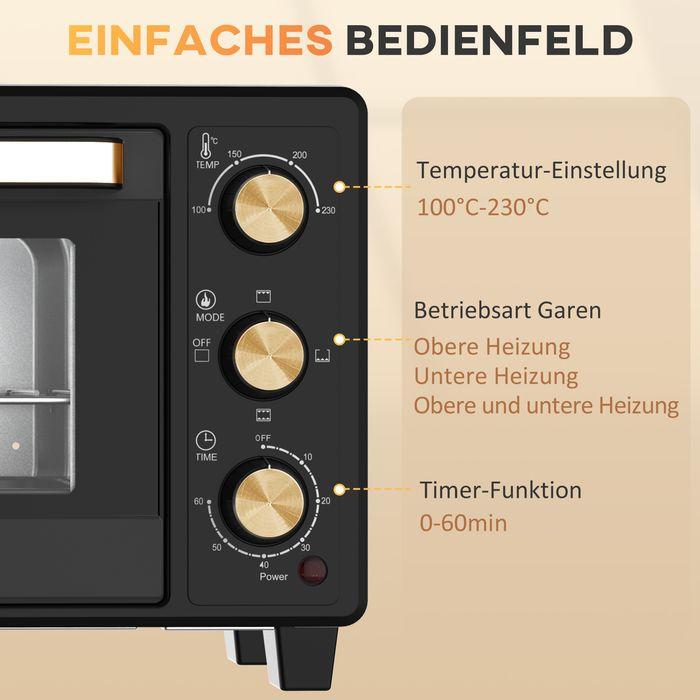 Produktbild Swisshandel24 Minibackofen 16 L 1400W Mini Backofen 100-230℃ 60 Min. Timer Schwarz