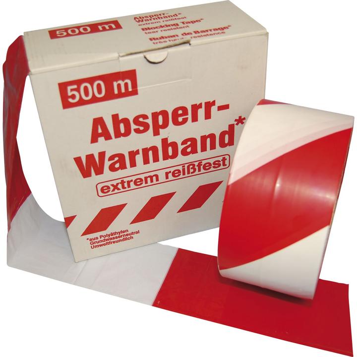 Actual product image Foltec Warning tape / barrier tape 80mm x 500m red and white - extremely tear-resistant (80 mm)