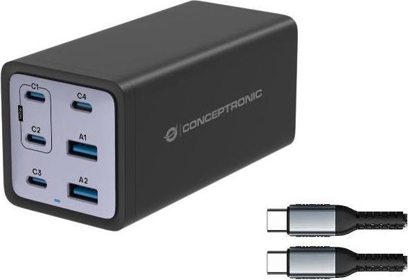 Produktbild Conceptronic Ladegerät 4Port 200W,4xUSB-C,2x 3-in-1 USB-A sw (200 W)