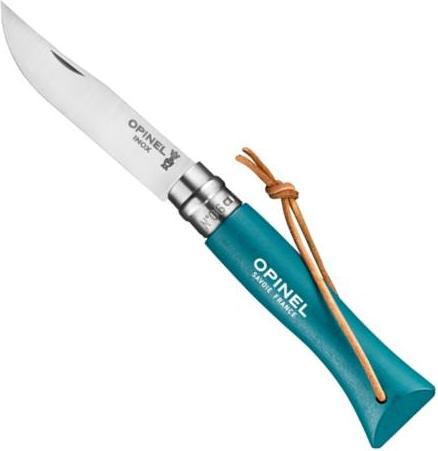 Opinel 002200 No. 06 Folding knife turquoise blue with leather link