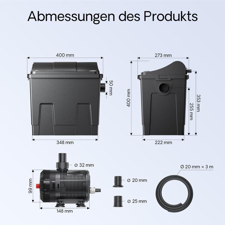Actual product image SunSun Bio Pond Filter CBF-200T Filter System Complete with 9 W UVC and Pond Pump 2300 L/h 35 W