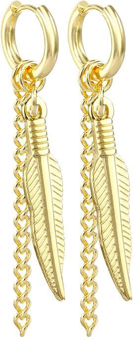 Star Piercing Ohrring vergoldet Anhänger Feder mit Kette (Chirurgenstahl 316L, ohne Messing)