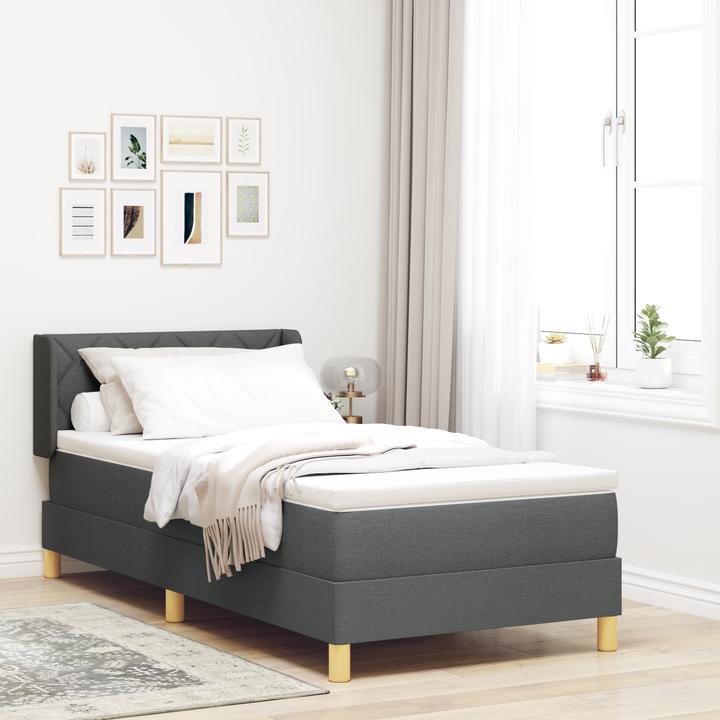 Image du produit VidaXL Lit Boxspring avec matelas Gris foncé 100x200 cm Tissu (100 x 200 cm)