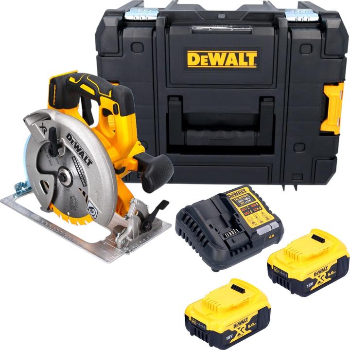 DeWalt DCS 570 P2T Akku Handkreissäge 18 V 184 mm Brushless + 2x Akku 5,0 Ah + Ladegerät + TSTAK