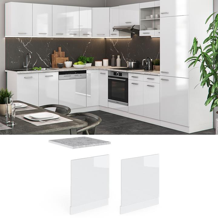Produktbild Vicco Frontblende R-Line, Weiss Hochglanz/Weiss, 60 cm, AP Marmor