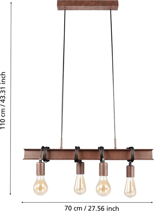 Produktbild EGLO Pendelleuchte TOWNSHEND 4 4x E27 Antik-Braun (E27)
