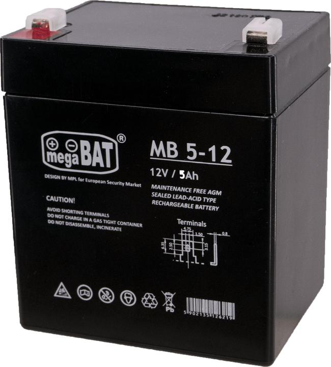 Produktbild Megabat MB 5-12 USV-Batterie Plombierte Bleisäure (VRLA) 5 Ah
