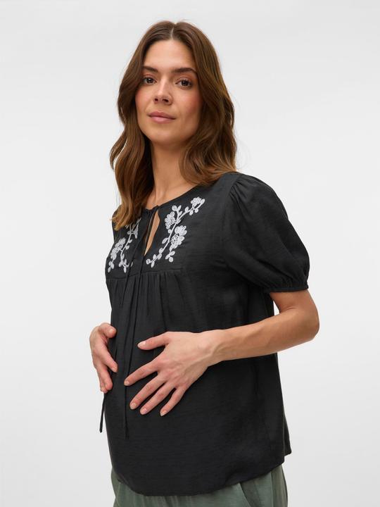 Produktbild Mamalicious Normal geschnitten Rundhals Elastische Bündchen Ballonärmel Top Bluse (L)