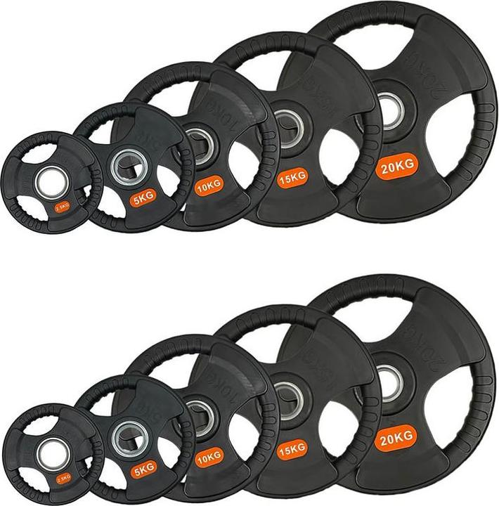 Immagine prodotto FlexAthletix Set di piastre di peso da 50 mm (2 x 2,5 kg, 2 x 5 kg, 2 x 10 kg, 2 x 15 kg, 2 x 20 kg)