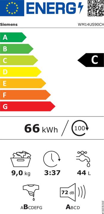 Etichetta energetica Siemens WM14US90CH iQ500 (9 kg, A sinistra)