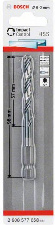 Produktbild Bosch Professional Zubehör HSS Spiralbohrer mit Sechskantschaft 6,0 mm (6.0 mm)
