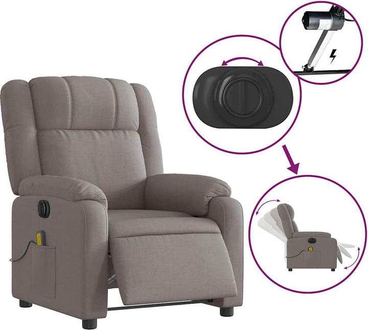 Produktbild VidaXL Massagesessel Fernsehsessel Relaxsessel Sessel Elektrisch Taupe Stoff