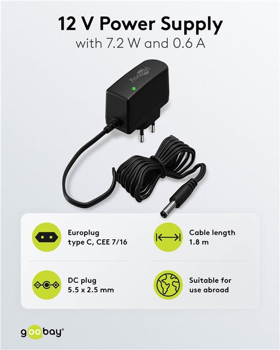 Produktbild Goobay 12-V-Netzteil 7,2 W / 0,6 A