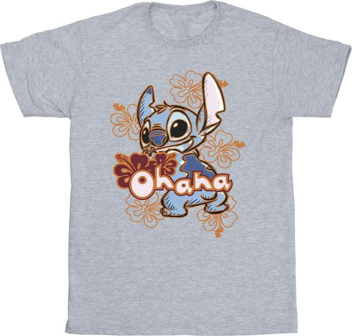 Disney Lilo And Stitch Ohana Orange Hibiscus TShirt