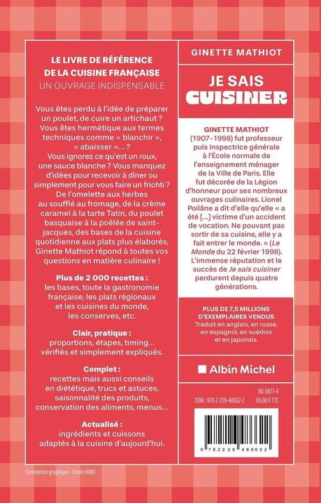 Valeurs nutritives et ingrédients Albin Michel Je sais cuisiner : le best-seller de la cuisine depuis 1932 (Français, Mathiot Ginette, 2024)