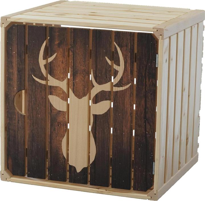 Produktbild Holz Zollhaus Holzharasse Hirsch mit Tür, 35 x 35 cm (35 x 35 x 35 cm, 39.20 l)