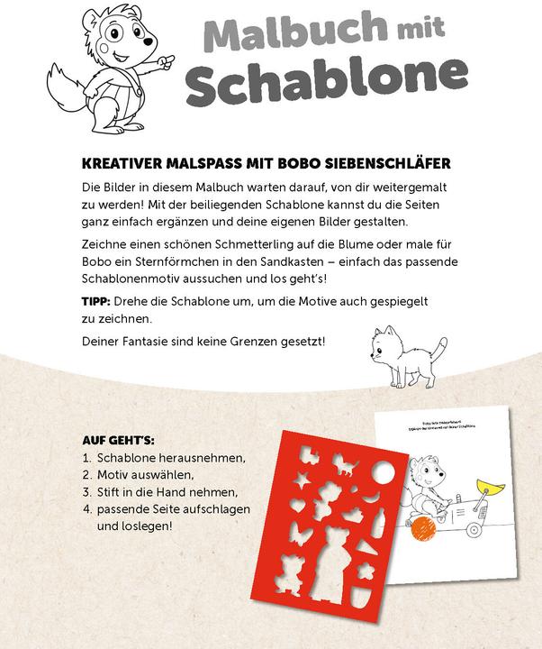 Produktbild Bobo Siebenschläfer Malbuch mit Schablone. Zeichnen und Malen für Kinder ab 4 Jahren