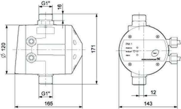 Produktbild Grundfos Pressure Manager PM 1-1.5, 1,5 bar, 230 V, 1,5 m Kabel