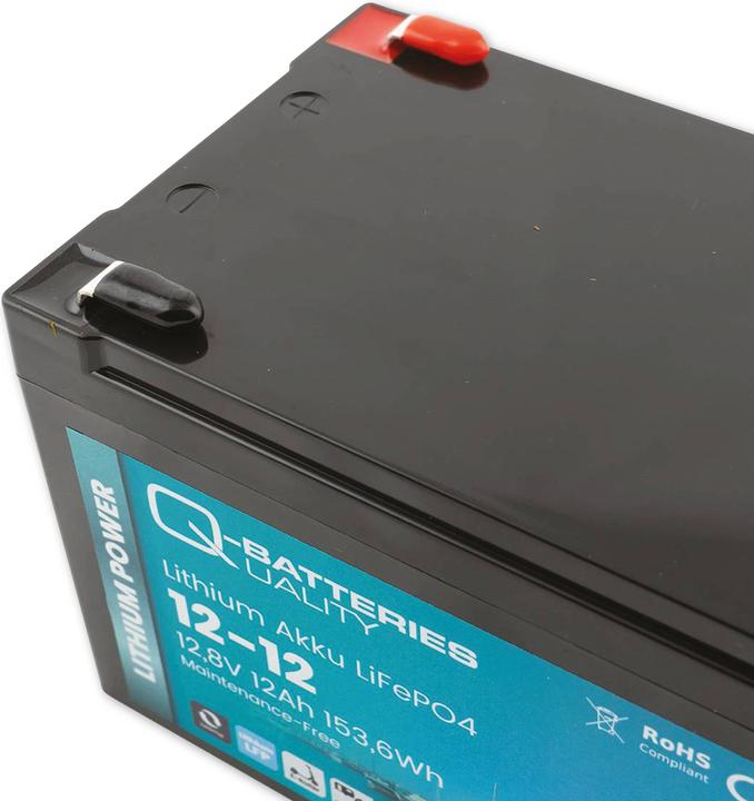 Immagine prodotto Q-Batteries Batteria al litio 12-12 12,8V 12Ah, 153,6Wh Batteria LiFePO4 (1 pz., Specifico del dispositivo, 12000 mAh)