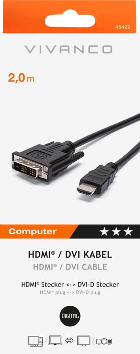 Produktbild Vivanco HDMI (Typ A) — DVI (2 m, DVI, HDMI)