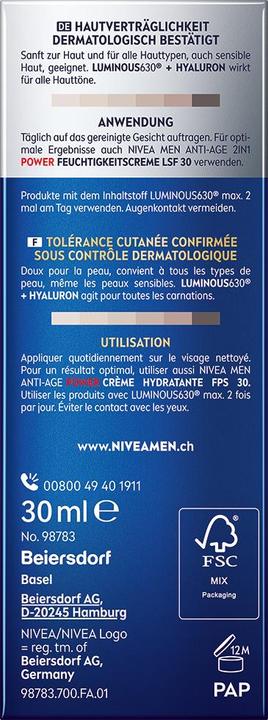Immagine prodotto NIVEA MEN Siero viso Anti-Age Power Luminous 30 ml (30 ml)