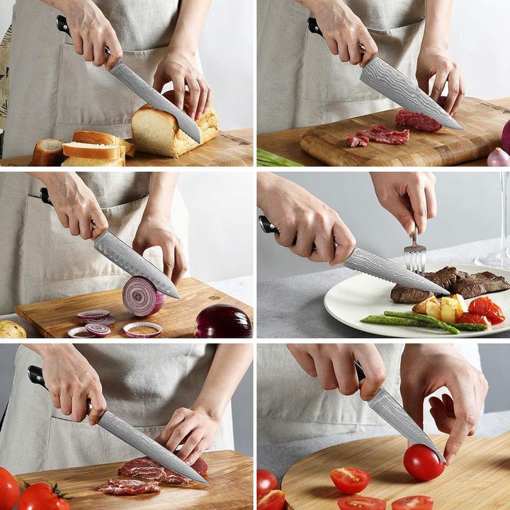 Actual product image Nanfang Brothers Damascus knife set