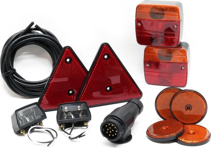 Actual product image Wiltec Tail Light Set for Trailers 12pcs. with 13 Pin Connector and 5m Connector Cable