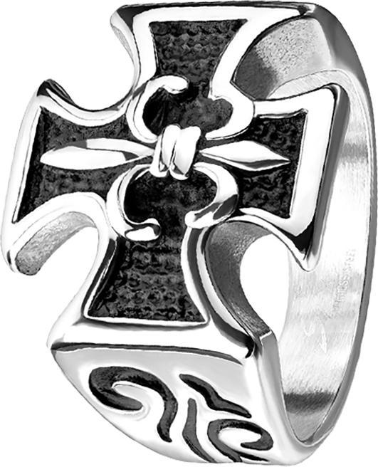Star Piercing Ring silber Lilie und Eisernes Kreuz