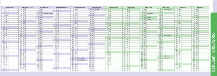 Image du produit Le calendrier hebdomadaire de table pour l'année scolaire 2025/2026 (Allemand)