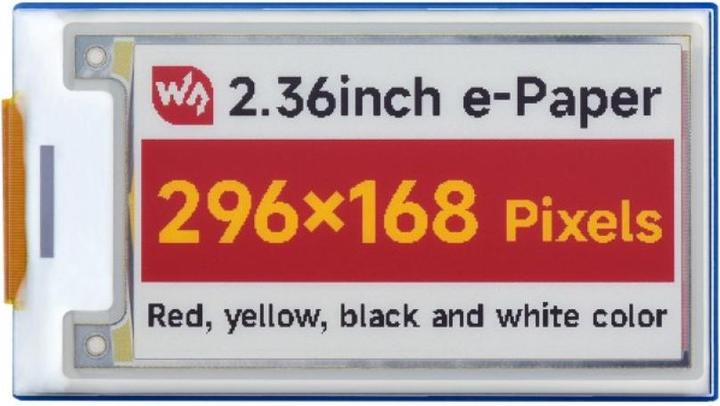 Immagine prodotto WaveShare 296x168 Display a inchiostro elettronico a 4 colori da 2,36 pollici