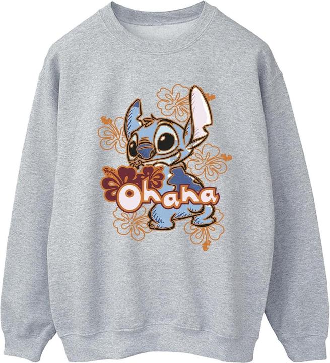 Disney Lilo And Stitch Ohana Orange Hibiscus Sweatshirt (XXL)