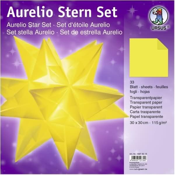 Actual product image Ursus Folded sheets Aurelio star tracing paper 115g/sqm 30x30cm 33 sheets yellow (115 g/m², 1 x)
