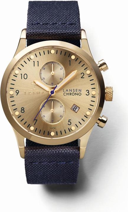 Triwa Gold Lansen Chrono Navy Canvas Classic (Chronograph, Analoguhr, 38 mm)