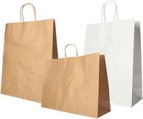 Produktbild Papstar Papier-Tragetasche, 270 x 320 x 170 mm, weiss aus Kraftpapier, 70 g/qm, Tragkraft: 5 kg, mit Trageko (Geschenktüte, 25 x)