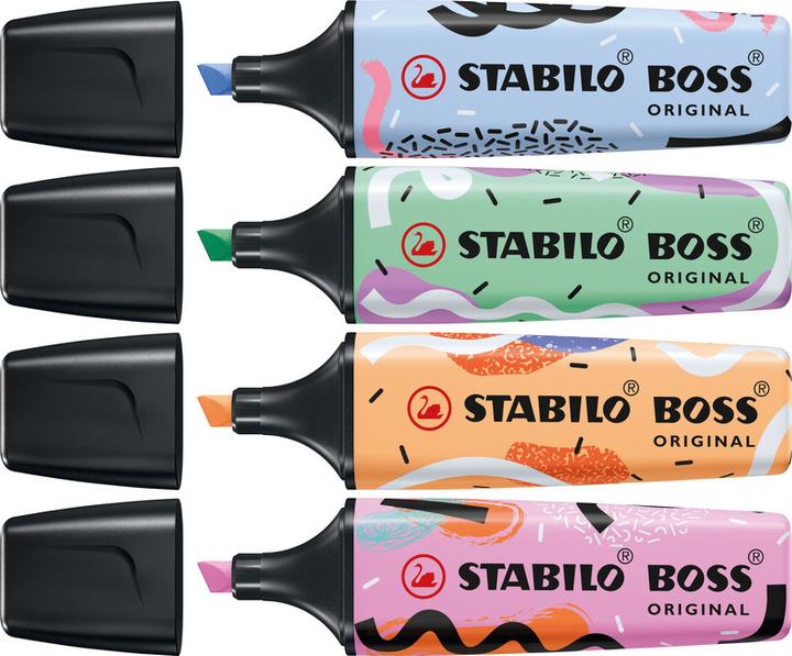 Image du produit STABILO Boss By Ju Présentoir 30 pièces (Pourpre, Menthe, Bleu nuageux, Orange doux, 5 mm, 30 x)