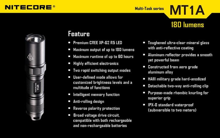 Produktbild Nitecore Mt1a (10.50 cm, 180 lm)