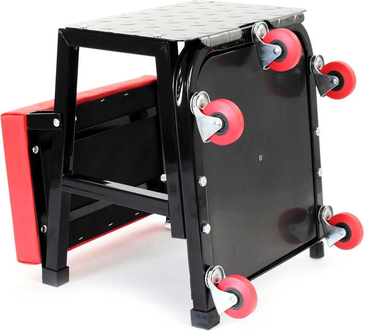 Produktbild Wiltec Werkstattwagen rollbar Tritthocker Werkstatthocker Rollsitz Leiter Ablage