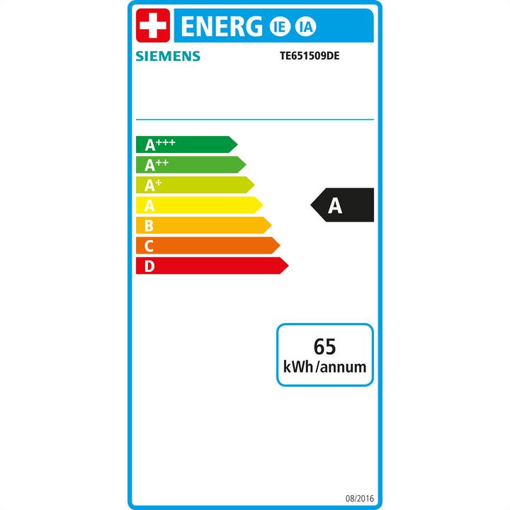 Etichetta energetica Siemens EQ6 plus s100, TE651509EN (Spina CH)