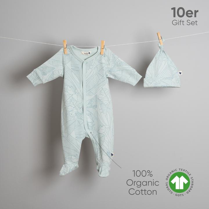 Immagine prodotto TotsTale Premium 10-teiliges Geschenkset aus Bio-Baumwolle – Erstausstattung für Neugeborene (50, 56, 62, 68)