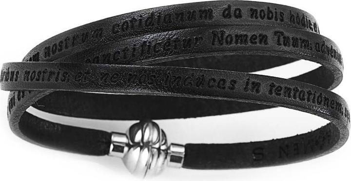 Amen Our Father Prayer Latin Armband (54 cm, Leder, Edelstahl)