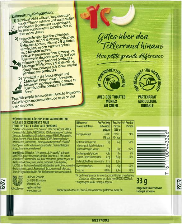Nährwerte und Zutaten Knorr Trockensauce (33 g)