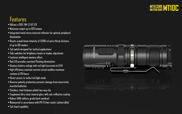 Immagine prodotto Nitecore Mt10c (9.12 cm, 920 lm)