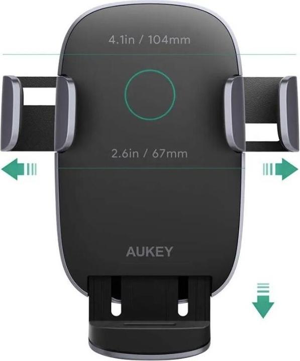 Actual product image Aukey Wireless Charging Phone Mount Navigator Wind II HD-C52 Black, Built-in charger