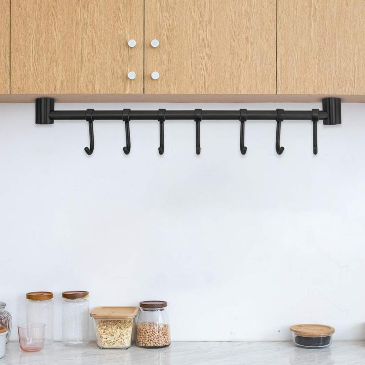 Actual product image Intirilife Stainless steel hanging rail with 7 hooks