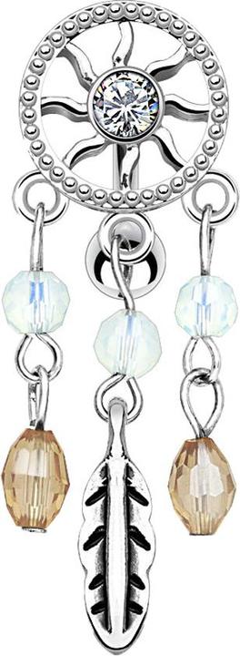 Immagine prodotto Star Piercing Banana d'argento con sfera acchiappasogni in cristallo d'argento (Acciaio chirurgico 316L, Ottone)