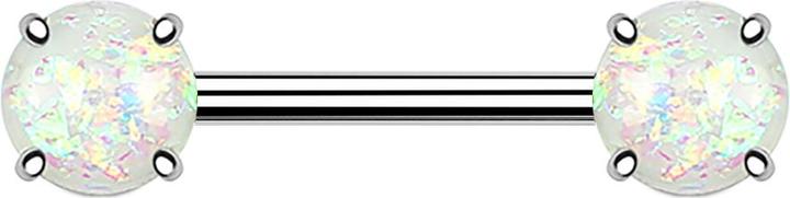 Immagine prodotto Star Piercing Barbell mit zwei Opal Kugeln weiss (Ottone, Acciaio chirurgico 316L)