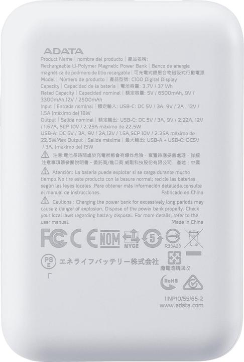 Immagine prodotto Adata Powerbank P10022-12 10000 mAh, Akkutyp: Lithium-Polymer (10000 mAh, 15 W, 37 Wh)