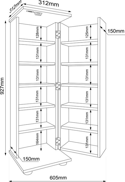 Nutritional values and ingredients VCM Wooden CD DVD shelf lockable Engalo L (31 x 31 x 93 cm)