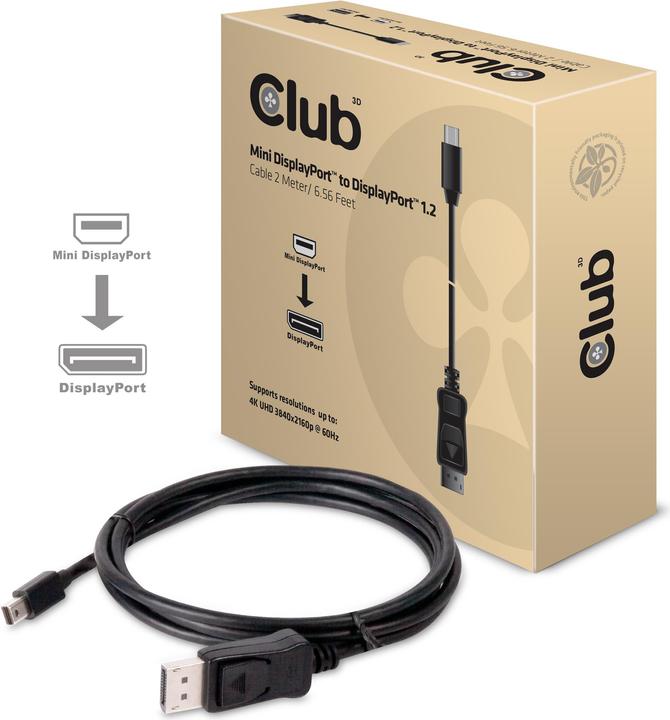 Produktbild Club 3D MiniDP auf DP Kabel Version 1.2 - 21.6Gbps (2 m, DisplayPort)
